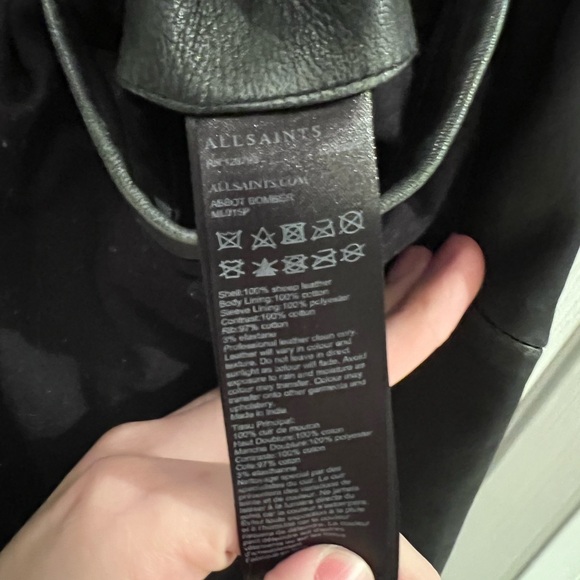 All Saints 100% Sheep’s Leather Bomber w/ Detachable Hood - Picture 8 of 8